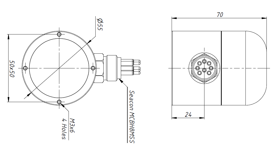 Echologger ECS400 / ECS200 Echosounder dimension