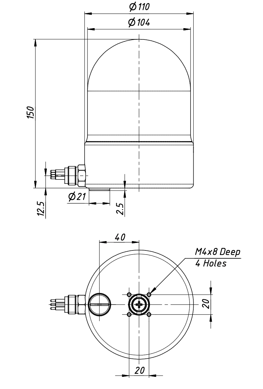 DASS710 Dimensions side connector