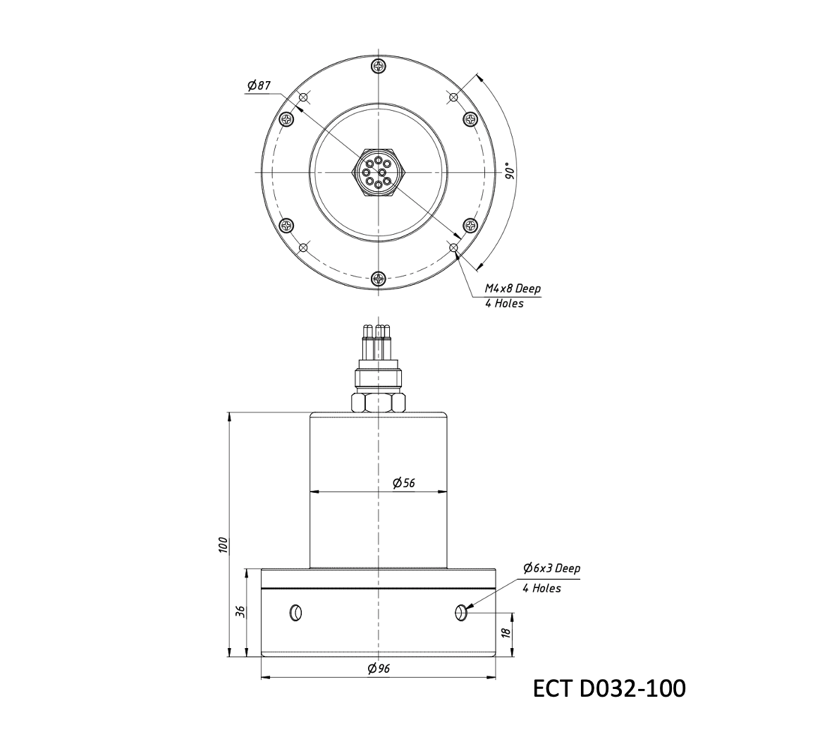Echologger Echosounder ECT D052-100 dimensions