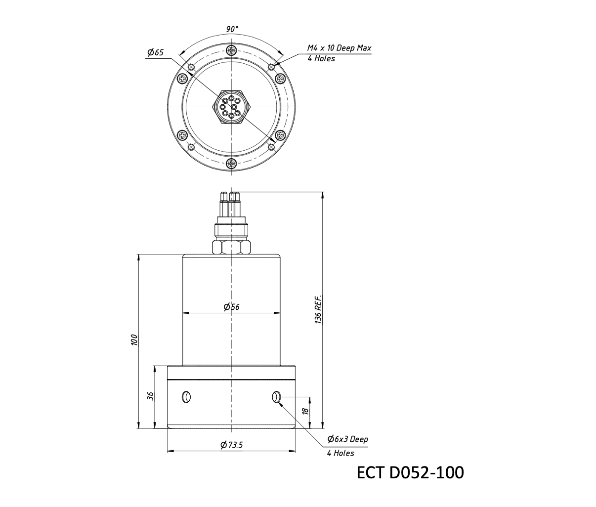 Echologger Echosounder ECT D032-100 dimensions